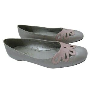 Gray Pink Charity Closed Toe Shoes Y2K Grandmacore Womens 8 Leather Granny